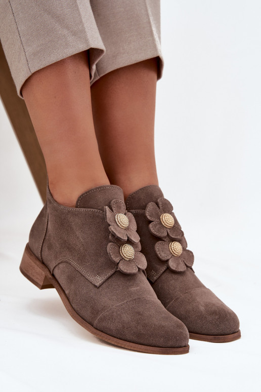 van suède schoenen Dames Met sierlijki met bloemmotievenkami Zazoo 3080 beige van suède schoenen Dames Met sierlijki met bloemmotievenkami Zazoo 3080 beige