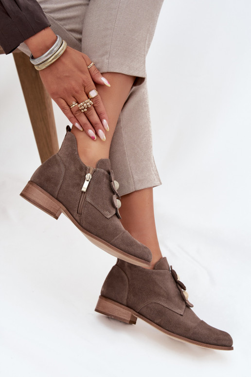 van suède schoenen Dames Met sierlijki met bloemmotievenkami Zazoo 3080 beige van suède schoenen Dames Met sierlijki met bloemmotievenkami Zazoo 3080 beige