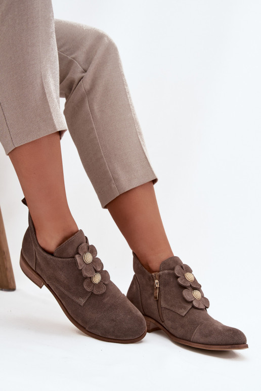 van suède schoenen Dames Met sierlijki met bloemmotievenkami Zazoo 3080 beige van suède schoenen Dames Met sierlijki met bloemmotievenkami Zazoo 3080 beige