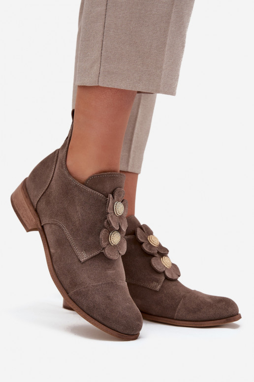 van suède schoenen Dames Met sierlijki met bloemmotievenkami Zazoo 3080 beige van suède schoenen Dames Met sierlijki met bloemmotievenkami Zazoo 3080 beige