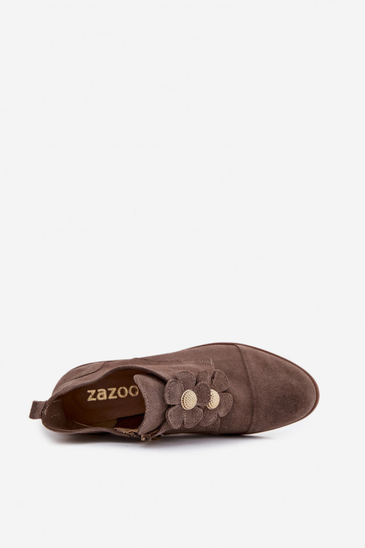 van suède schoenen Dames Met sierlijki met bloemmotievenkami Zazoo 3080 beige van suède schoenen Dames Met sierlijki met bloemmotievenkami Zazoo 3080 beige