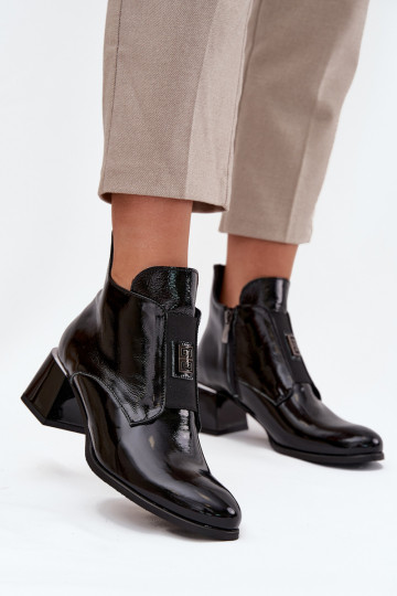 Peau avec effet vernis Bottes Klocke Avec des décorations Detalem réchauffer Zazoo 60560 couleur noire 2
