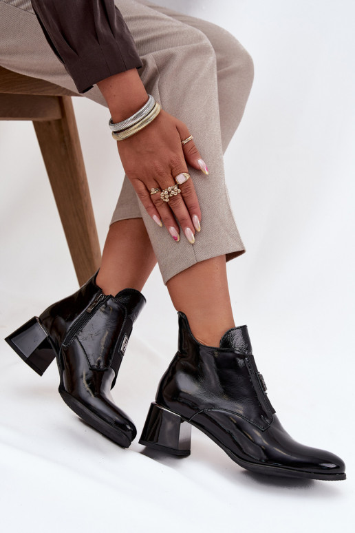 Peau avec effet vernis Bottes Klocke Avec des décorations Detalem réchauffer Zazoo 60560 couleur noire Peau avec effet vernis Bottes Klocke Avec des décorations Detalem réchauffer Zazoo 60560 couleur noire