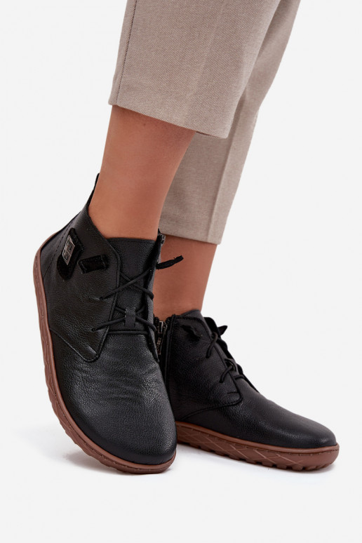 Peau chaussures Barefoot Féminin Avec des décorations Detalem Zazoo 30072 couleur noire Peau chaussures Barefoot Féminin Avec des décorations Detalem Zazoo 30072 couleur noire