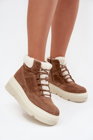 Bottes de neige en daim pour femmes avec isolation et plateforme Vinceza 95354 marron 2