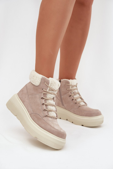 Bottes de neige en daim pour femmes avec isolation et plateforme Vinceza 95354 couleur sable 2