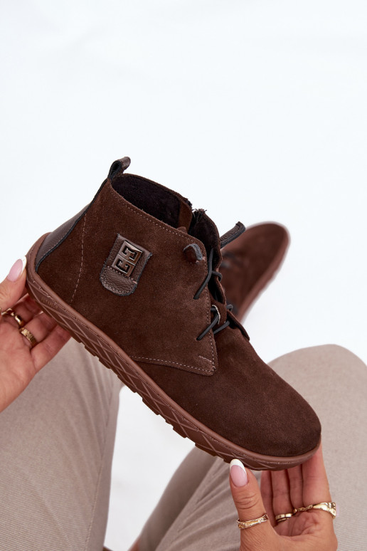 van suède schoenen Barefoot Dames Met sierlijk Detalem Zazoo 30072 CzekoladoIne