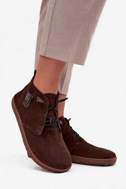 van suède schoenen Barefoot Dames Met sierlijk Detalem Zazoo 30072 CzekoladoIne