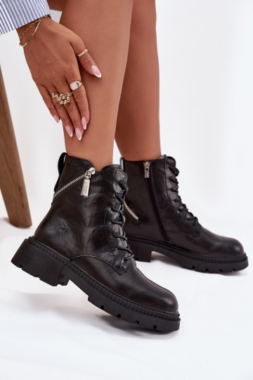 Bottes de travail en cuir pour femmes, isolées, Big Star SS274452, couleur noire