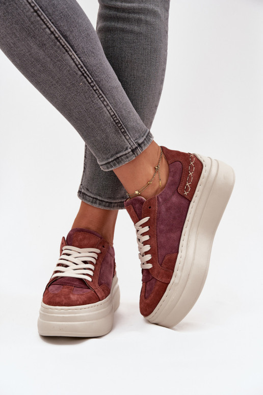 van suède Sneakers model schoenen met platform Zazoo N1270S3 Paars
