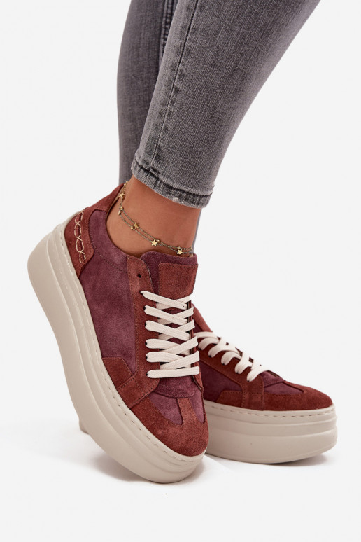 van suède Sneakers model schoenen met platform Zazoo N1270S3 Paars