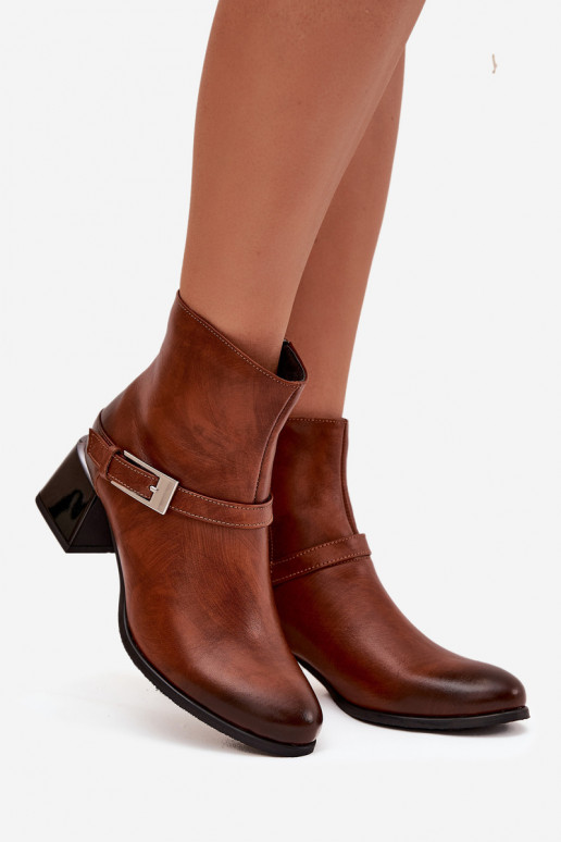 Haut Damenstiefel mit Absätzen mit Schnallen Zazoo 60562 braune Farbe Haut Damenstiefel mit Absätzen mit Schnallen Zazoo 60562 braune Farbe