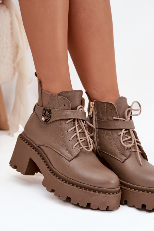 Peau Bottes pour femmes Klocke avec des talons décorés réchauffer Zazoo 60557 beige