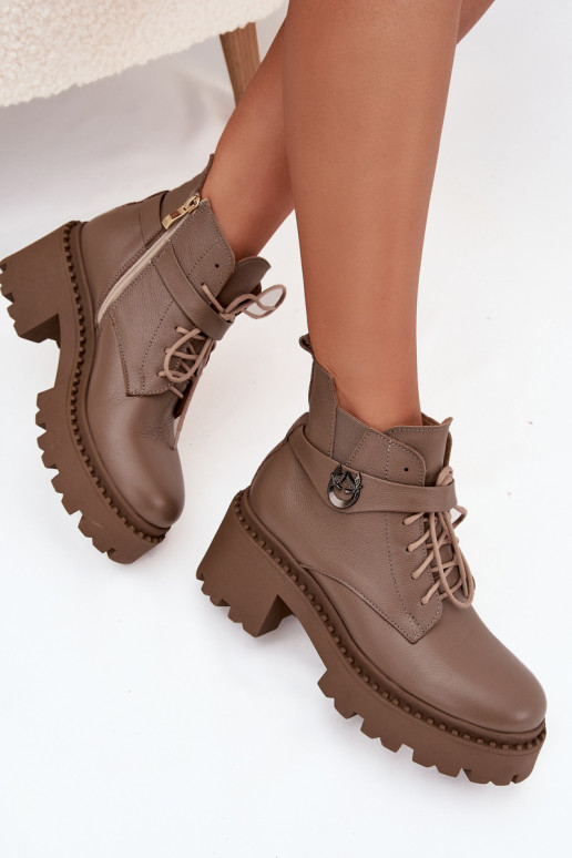 Peau Bottes pour femmes Klocke avec des talons décorés réchauffer Zazoo 60557 beige