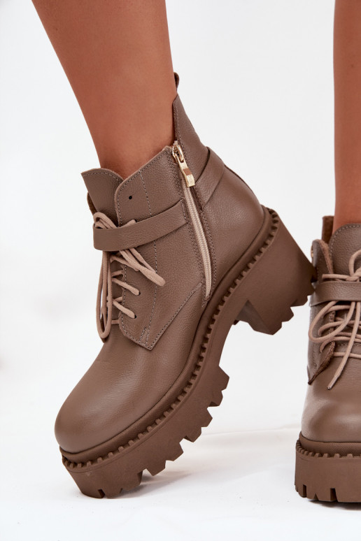 Haut Damenstiefel Klocke mit verzierten Absätzen sich Zuarm laufen Zazoo 60557 Beige