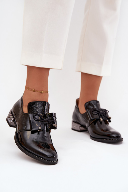 met lakeffect schoenen Dames Op een lage hak met linten Zazoo 1399 zInart