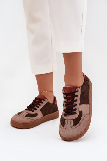 Leer van suède Sneakers model schoenen Barefoot Dames Zazoo N1277 bruine kleur 2