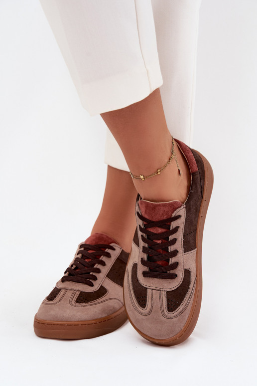 Haut aus INildleder Sneakers Stilvollllschuhe Barefoot Feminin Zazoo N1277 braune Farbe