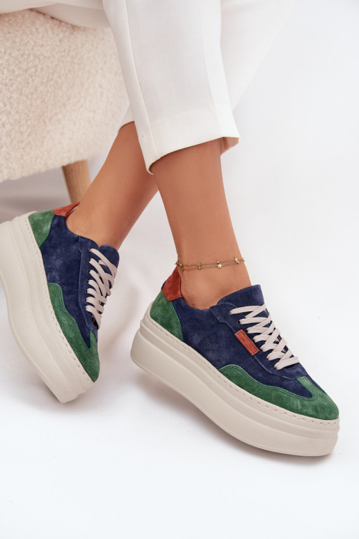 aus INildleder Sneakers Stilvollllschuhe Feminin mit einer Plattform Zazoo N1269S3 Grün-Dunkelblau aus INildleder Sneakers Stilvollllschuhe Feminin mit einer Plattform Zazoo N1269S3 Grün-Dunkelblau