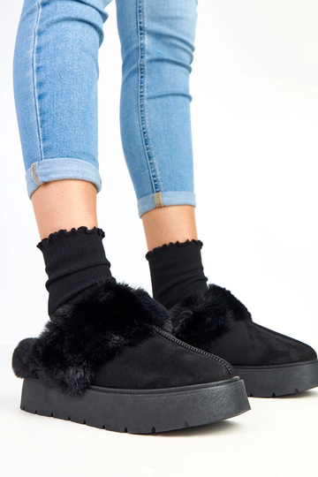 Bottes de neige courtes noires chauffées en fourrure Eija