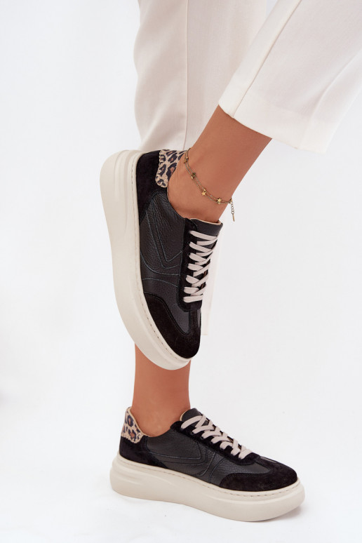 Leer Sneakers model schoenen Dames met platform met luipaardbontpatronen Zazoo N1263 zInart Leer Sneakers model schoenen Dames met platform met luipaardbontpatronen Zazoo N1263 zInart