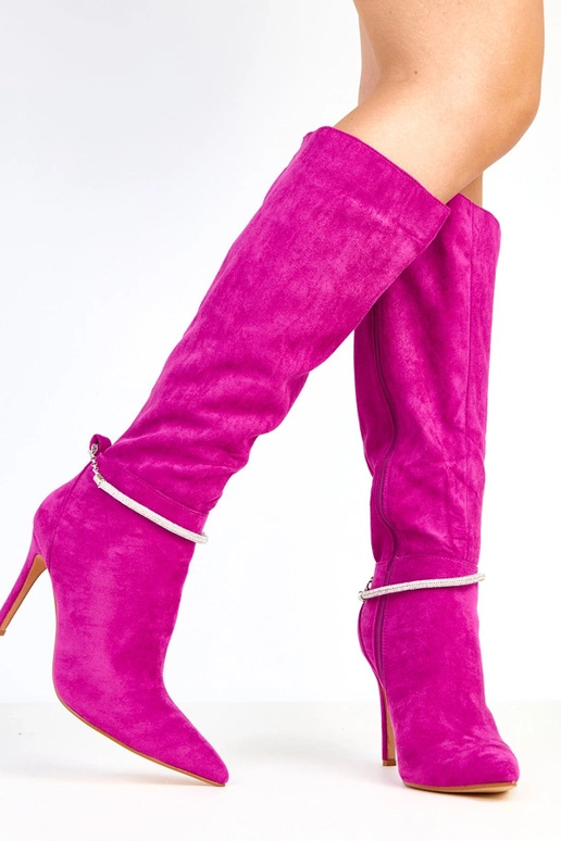 Lila Wildleder Overknee-Stiefel mit... Lila Wildleder Overknee-Stiefel mit...