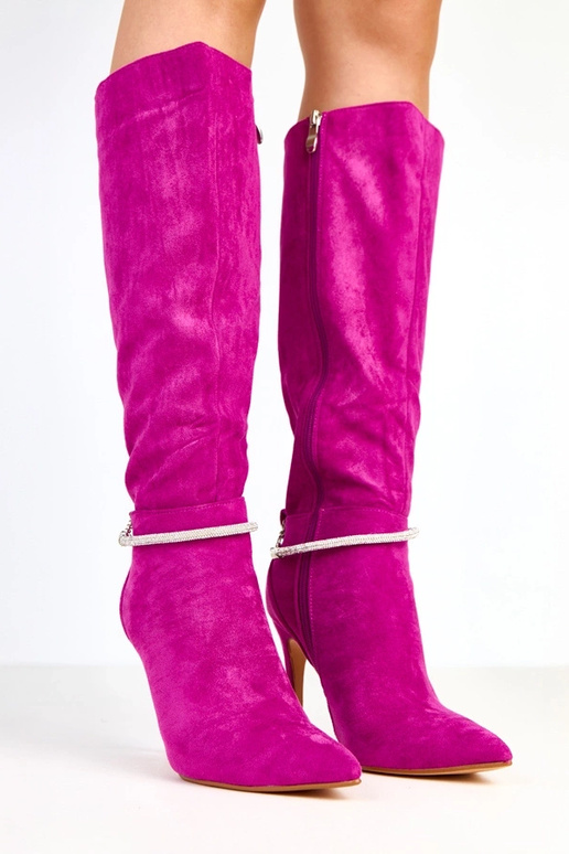 Lila Wildleder Overknee-Stiefel mit... Lila Wildleder Overknee-Stiefel mit...