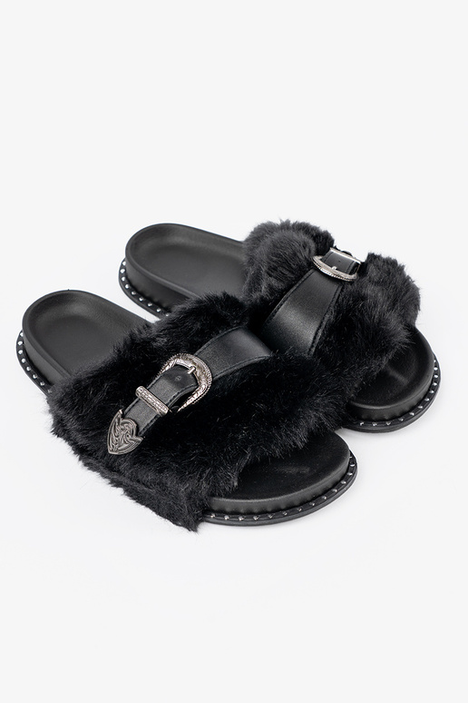 Chaussons z ekofutra z dekoracyjną klamrą