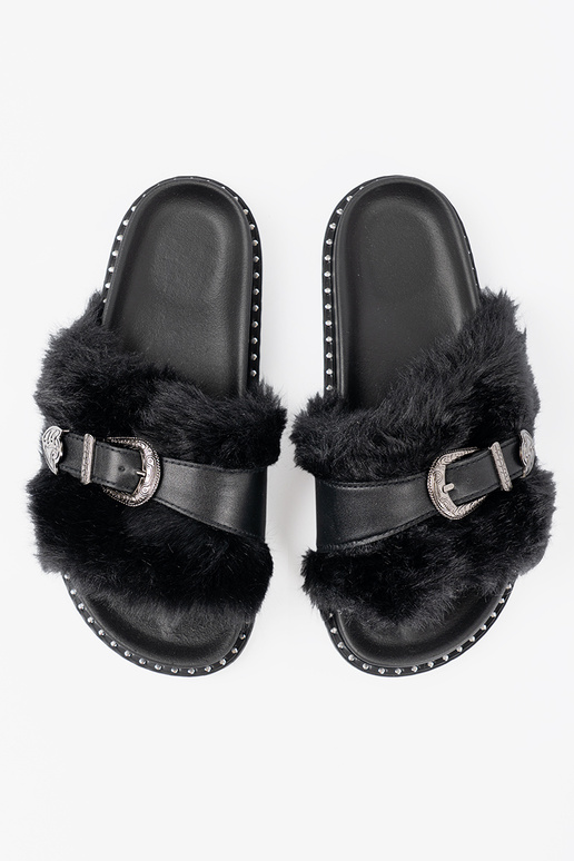 Chaussons z ekofutra z dekoracyjną klamrą