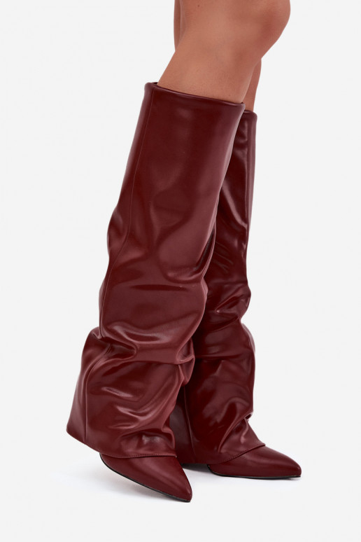 Bottes d'hiver pour femmes, bordeaux, avec cholewa et talons, Elivira Bottes d'hiver pour femmes, bordeaux, avec cholewa et talons, Elivira
