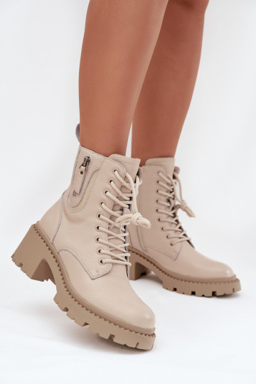 Bottines en cuir pour femmes avec talons, chaudes Vinceza 86418 couleur sable 2
