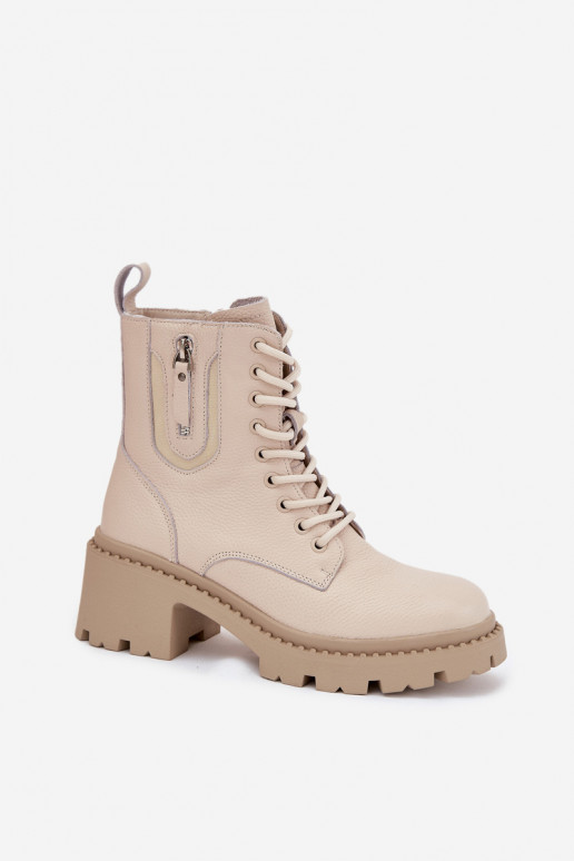 Bottines en cuir pour femmes avec talons, chaudes Vinceza 86418 couleur sable Bottines en cuir pour femmes avec talons, chaudes Vinceza 86418 couleur sable