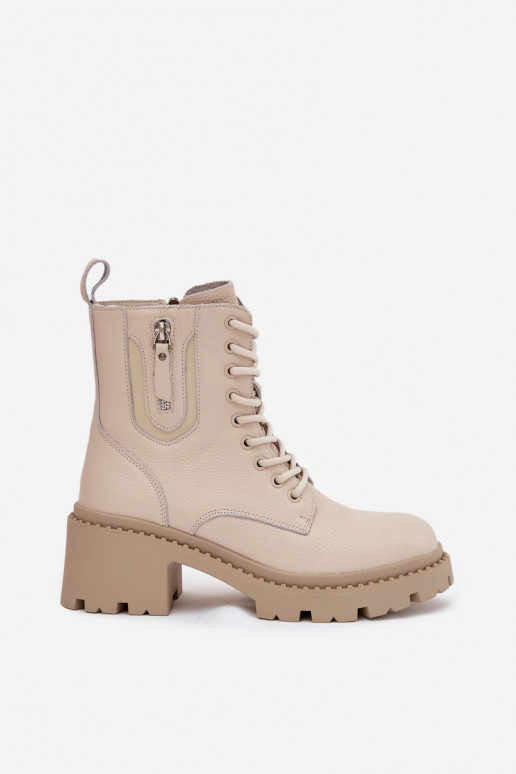 Bottines en cuir pour femmes avec talons, chaudes Vinceza 86418 couleur sable Bottines en cuir pour femmes avec talons, chaudes Vinceza 86418 couleur sable