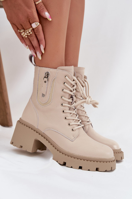 Vinceza 86418 sandfarbene warme Leder-Stiefeletten für Damen mit Absatz Vinceza 86418 sandfarbene warme Leder-Stiefeletten für Damen mit Absatz