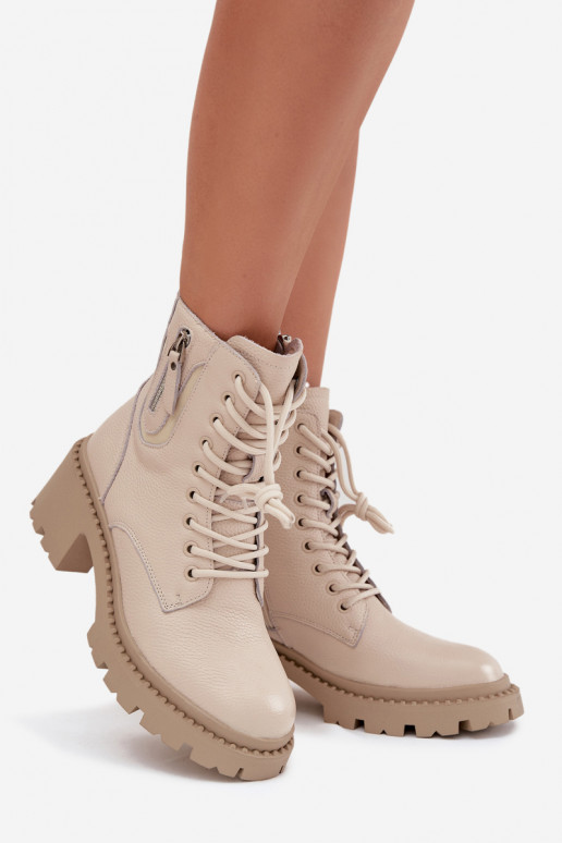 Vinceza 86418 sandfarbene warme Leder-Stiefeletten für Damen mit Absatz Vinceza 86418 sandfarbene warme Leder-Stiefeletten für Damen mit Absatz