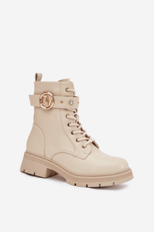 Damen gefütterte Arbeitsstiefel mit dekorativen Details, sandfarben, Talyssa Damen gefütterte Arbeitsstiefel mit dekorativen Details, sandfarben, Talyssa