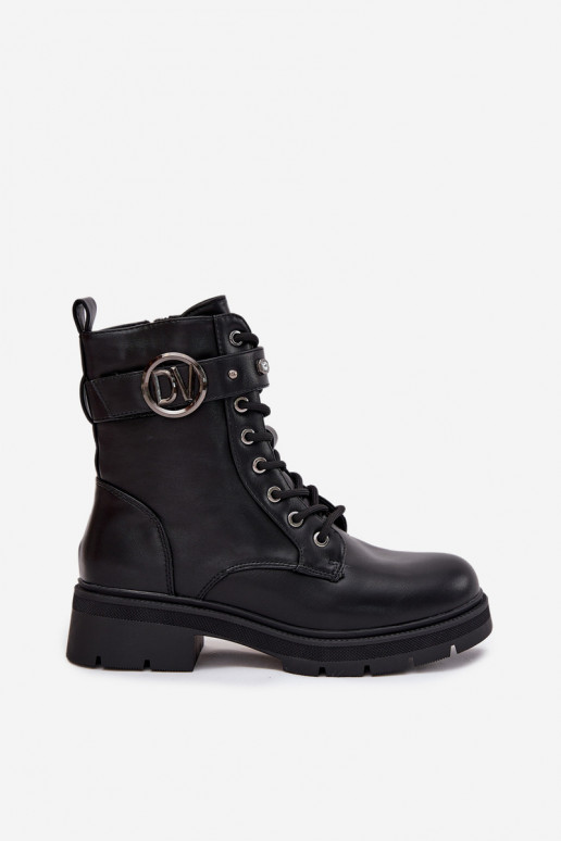 Damen gefütterte Arbeitsstiefel mit dekorativen Details, schwarz, Talyssa Damen gefütterte Arbeitsstiefel mit dekorativen Details, schwarz, Talyssa