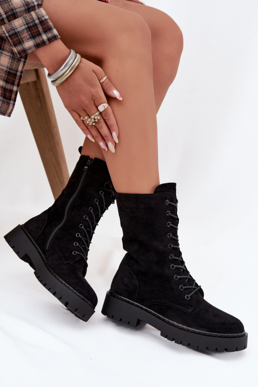 Vrouwen verwarmde werk enkellaarsjes, zwart, Tai turirvielle