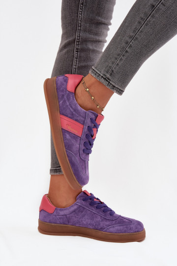 suède sportieve schoenen dames Vinceza 79576 in paarse kleur