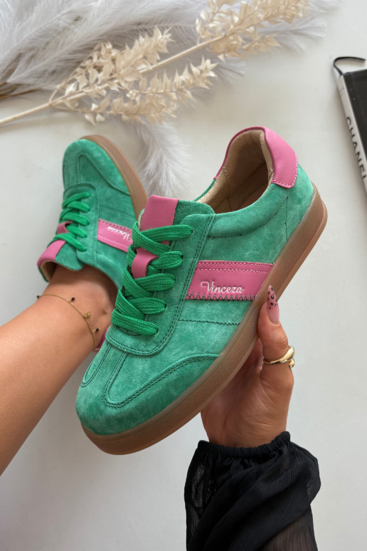 baskets en daim pour femmes Vinceza 79576 couleur verte