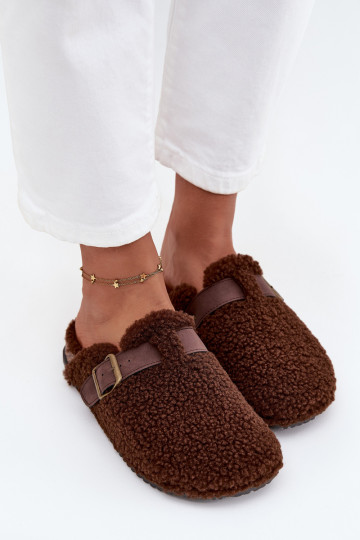 Dames pantoffels met schapenvacht, bruin Lorivine