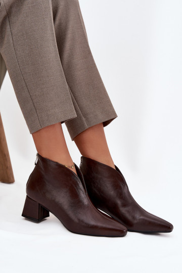 Schokoladenfarbene Damen-Ankle Boots aus ökologischer Leder Rylina