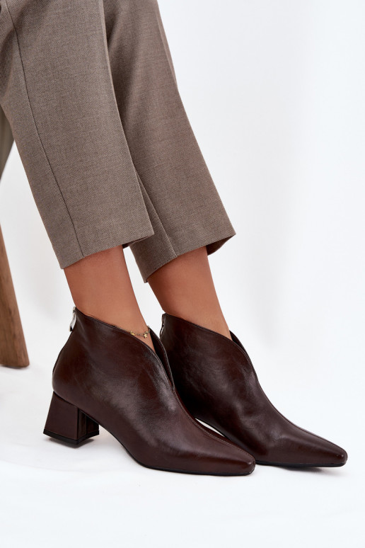 Schokoladenfarbene Damen-Ankle Boots aus ökologischer Leder Rylina