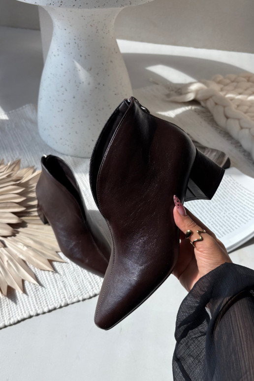 Schokoladenfarbene Damen-Ankle Boots aus ökologischer Leder Rylina