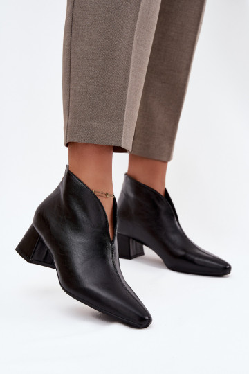 Schwarze Damen-Ankle Boots aus ökologischer Leder Rylina 2