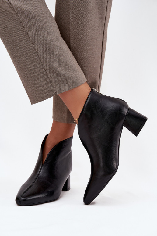 Bottines pour femmes noires avec talons en cuir écologique Rylina