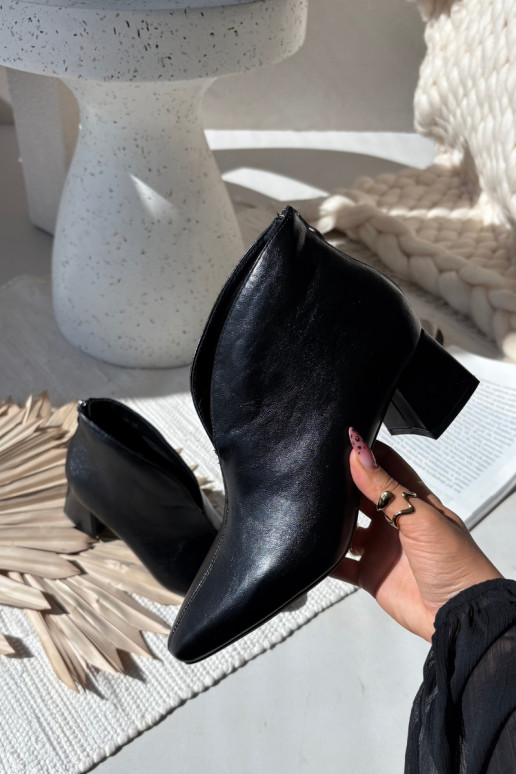 Bottines pour femmes noires avec talons en cuir écologique Rylina