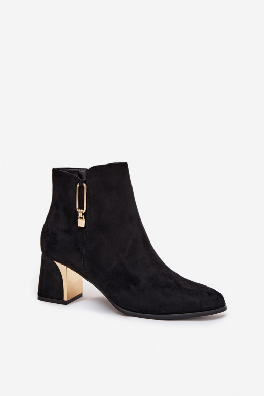 Bottines pour femmes noires avec détails dorés « Kalivra »