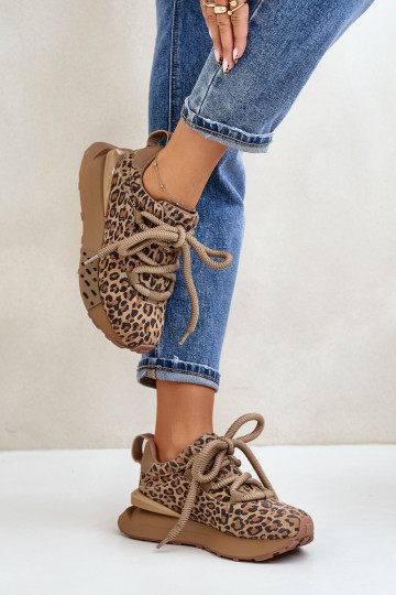 aus INildleder Sneakers Stilvollllschuhe Feminin mit einer PlattformGrubym Schnürungm mit Leopardenfellmuster Artiker 55C0135 br