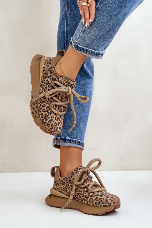 en daim Chaussures modèle baskets Féminin avec une plateformeGrubym Laçagem avec des motifs en fourrure de léopard Artiker 55C01